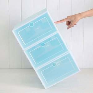 กล่องใส่รองเท้าพลาสติกแบบพับได้ 6 ชิ้น/ชุด กล่องใส่รองเท้าแบบหนาใส กล่องเก็บรองเท้าแบบซ้อนได้ กล่องจัดระเบียบรองเท้า - Product Image 6