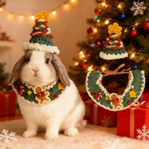 Conjunto de Disfraz Navideño para Perro, Gorro de Árbol, Bufanda de Jengibre, Talla Única, Acrílico, Atuendo Festivo - Product Image 3