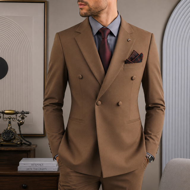 Luxury Custom OEM ODM Double Breasted Men's Blazer V-neck Italian Style Formal Business Wedding Party Prom High Quality