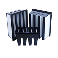 Struktur V Bank Baru Filter AC HEPA Fiberglass Aliran Udara Tinggi Efisiensi 99,95% 592x592x292mm