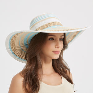 Lightweight Floppy Women Beach <strong>Baby</strong> Blue Sombrero De Sol Stripe Garden Hat Straw Beach Vacation Travel <strong>Sunhat</strong> - Product Image 3