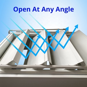 Pérgola Esquinera Resistente al Viento e Impermeable con Puerta <span class=keywords><strong>de</strong></span> Vidrio, Instalación <span class=keywords><strong>en</strong></span> Pared, Cubierta <span class=keywords><strong>de</strong></span> Patio con Persianas Eléctricas y Rejilla - Product Image 3