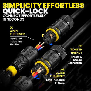 ขั้วต่ออะแดปเตอร์ไฟแบบวงกลม <span class=keywords><strong>3</strong></span> ขา แบบกันน้ำ IP68 เชื่อมต่อสายเคเบิลกับสายเคเบิล ขั้วต่อแบบ <span class=keywords><strong>2</strong></span> ทาง - Product Image 5
