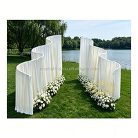 Support d'arche de rideau en forme de S pour mariage, support d'arche en fer style vague, toile de fond métallique en forme de S pour mariage avec draperie