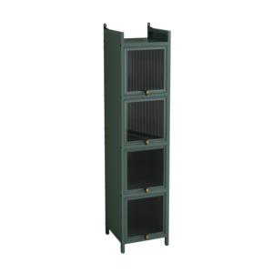 Moderno Mueble de Cuatro Niveles con Puertas de Vidrio, Organizador de Almacenamiento Verde Oscuro para Baño, Sala de Estar, Entrada, Comedor - Product Image 5