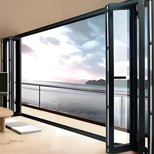Système de porte pliante architecturale à double vitrage en verre trempé, cadre résistant à la corrosion, taille personnalisée pour projet de villa - Product Image 3