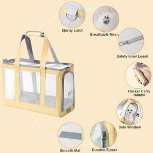 Taşınabilir katı örgü köpek ve kedi taşıyıcı katlanabilir fermuar kapatma ile evcil hayvan seyahat çantası nefes PU çanta küçük evcil hayvanlar için - Product Image 3