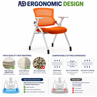 Chaise d'entraînement scolaire moderne empilable et légère, avec structure métallique durable, chaise ergonomique pour visiteurs, idéale pour les salles de réunion et de formation
