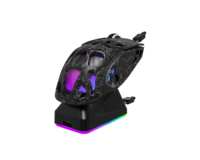 Souris de jeu programmable JEDEL 6D à triple mode avec design ajouré et station de charge pour PC gamer