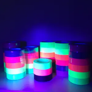 Lampu UV LED Kustom Cahaya Neon Neon Neon Hitam Bercahaya Gaffer Kain Katun Dekorasi Pesta Pita Perekat Tanda