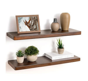 Ensemble de 2 <span class=keywords><strong>étagères</strong></span> flottantes en bois de noyer rustique de 24 pouces, <span class=keywords><strong>étagères</strong></span> murales robustes de 8 pouces de profondeur avec support invisible - Product Image 1