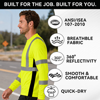 T-shirt de sécurité à manches longues ZUJA personnalisé ANSI/ISEA 107 haute visibilité, vêtements de travail réfléchissants, respirant et à séchage rapide pour le travail