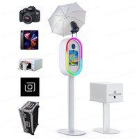 Photomaton léger avec coque métallique pour appareil photo reflex numérique et iPad, avec flash et parapluie, kiosque photo pour selfies