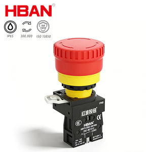 10A 600V Xb2 22mm interruttori di blocco a pressione giallo cerchio protettivo pulsante di arresto di emergenza con scatola per macchine di avviamento pesanti - Product Image 2