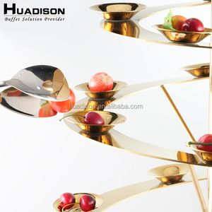 Huadison Catering Supplies Royal Gold Buffet Display Risers Stainless Steel Spiral Catering <strong>Stand</strong> for Wedding Party Decorations - Product Image 5