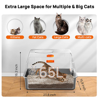Bac à litière en acier inoxydable avec couvercle non collant anti-fuite en métal toilette pour chat fermé mur haut Extra Large Kitty bacs à litière