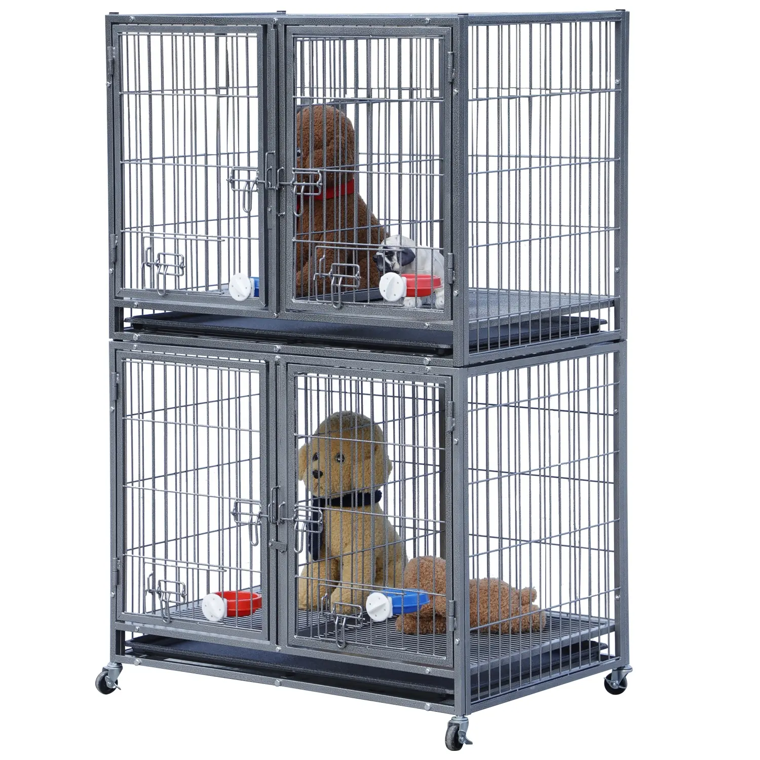 Metal Large Stackable Folding Dog Crates Cages Stainless Stacking Divider Kennel House For Dog