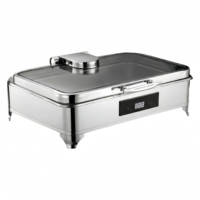Ensemble de réchauds électriques en acier inoxydable 304 de 9 L avec contrôle manuel de la température 85-100°C pour la restauration professionnelle et les banquets