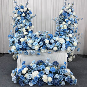 Arche de fleurs artificielles en soie bleu océan exquise, design réaliste, parfaite pour les mariages, les anniversaires, les événements, la décoration de fond - Product Image 2