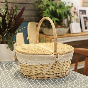 Panier pique-nique en bambou à vendre, paniers pliables pas chers, <span class=keywords><strong>tendance</strong></span>, faits à la main, en rotin, empilables, forme de fraise - Product Image 5