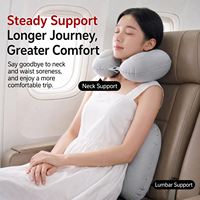 Coussin de voyage gonflable en forme de U et support lombaire de type pression, ensemble portable pour le cou, idéal pour avion, train, bureau