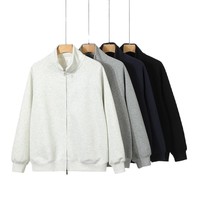 Blouson zippé à col montant double fermeture éclair pour homme, coupe oversize, style streetwear, couleur unie, automne, personnalisable, American Heavyweight