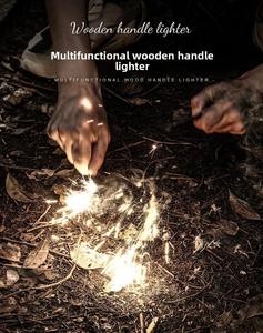 Kit de survie portable pour le plein air avec allume-feu en acier et tige de magnésium à manche en bois pour le camping en milieu sauvage - Product Image 2