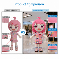 Mascotte gonflable de dessin animé de belle fille rose en mouvement pour Costume de poupée gonflable de fille de publicité personnalisée