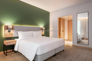 Economy 3 Star Hotel Twin <b>Bed</b> <b>Set</b> Custom Double <b>Single</b> Size Wood Frame <b>Bed</b> with Fabric Upholstered Headboard for Guest Room - Product Image 5