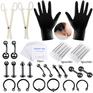 Set di 42 Pezzi Kit di Strumenti per <span class=keywords><strong>Piercing</strong></span> con Aghi a Morsetto per Lingua, Sopracciglia, Naso, <span class=keywords><strong>Ombelico</strong></span>, Orecchie e Gioielli per Body <span class=keywords><strong>Piercing</strong></span> - Product Image 4