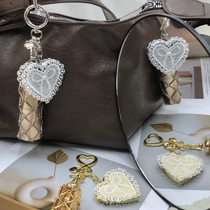 Porte-clés en acier inoxydable INS, sac à maquillage en maille, pendentif de sac DIY en dentelle exquise, vente chaude - Product Image 2