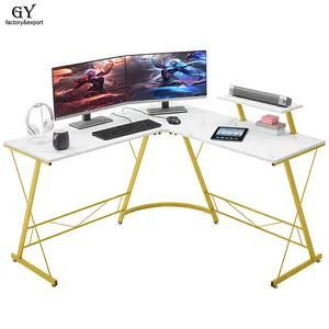 2021 Best Selling 50.8" Coner Table for Home Office, Large Gaming Desk White Marble computer desk