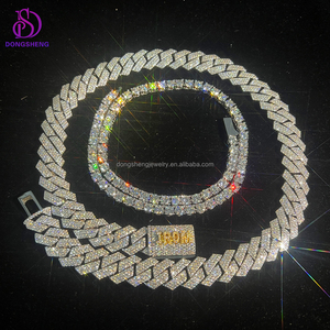 Moda personalizada Miami 15mm VVS Moissanite cadena de eslabones cubanos Cadena de soldado de Rap o collar de Hip Hop <span class=keywords><strong>Rock</strong></span> - Product Image 1