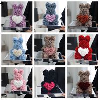 Kotak Akrilik Beruang Teddy Mawar Abadi Mewah untuk Hadiah Hari Valentine Nama Kustom Beruang Bunga Mawar Abadi Berwarna-warni