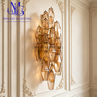 Applique murale LED en verre soufflé artisanal vintage français, taille moyenne, pour salon, chambre à coucher, salle à manger, décoration, 4 couleurs disponibles