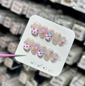 Luxus Falsche Nägel Geschenk verpackung Box Französisch Acryl Nagels pitzen <span class=keywords><strong>Bling</strong></span> Long Coffin Ballet Square Drücken Sie auf die Nägel - Product Image 1