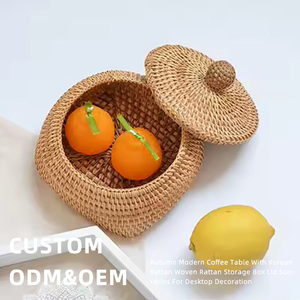 Mùa Thu Hiện Đại <span class=keywords><strong>Wicker</strong></span> Lưu Trữ Giỏ Handmade Mây Dệt Snack Và Đồ Lặt Vặt Hộp Với Nắp Cho Máy Tính Để Bàn Trang Trí - Product Image 2
