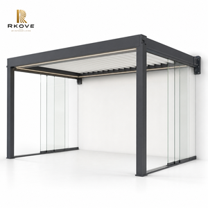 RKOVE RK-S2 Outdoor Electric Aluminum Louvered Pergola Custom Size Wall Mounted Patio Cover with LED Lighting - Product Image 6
