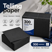 Serviettes de table noires de qualité supérieure pour cocktails, paquet de 300, 2 plis, jetables, en papier, douces et absorbantes, pour bar, restaurant, mariage, fête