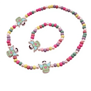 Ensemble <span class=keywords><strong>de</strong></span> bijoux créatifs en <span class=keywords><strong>bois</strong></span> avec motif ange <span class=keywords><strong>de</strong></span> dessin animé, bracelet et collier, accessoires <span class=keywords><strong>de</strong></span> bijouterie en gros - Product Image 1