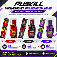 PUSKILL Mémoire RAM DDR4 16 Go à faible latence 3200 MHz PC4 UDIMM 288 broches pour la construction et la mise à niveau des stations de travail PC