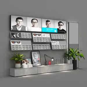 ZJF wall mounted eyeglass display rack optical shop promote sunglasses display stand with mirrors