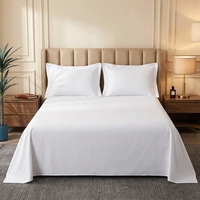 Parure de draps d'hôtel 100 % coton 200 fils anti-boulochage – Draps plats et housses de matelas à poches profondes, antibactériens, ignifuges, avec coutures