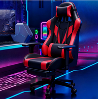Chaise de jeu ergonomique de style racing en métal rose à dossier haut avec fonction de massage pour les joueurs et les utilisateurs d'ordinateur