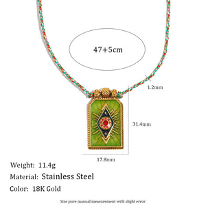 Collana con Ciondolo Occhio del Diavolo Dipinto a Mano in Smalto, Placcata <span class=keywords><strong>Oro</strong></span> 18K, Catena in Acciaio Inossidabile, per Feste, Donna e Uomo - Product Image 2