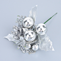 Kreative Glitzer-Blumen Weihnachtsfrucht Tannenzapfen Künstliche Tannenzweige für Weihnachtsdekoration Blumenornamente