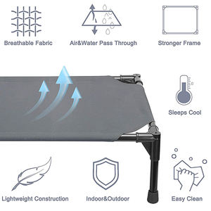뜨거운 판매 제기 높은 개 침대 접이식 여행 파괴 할 수없는 회색 금속 및 캔버스 개 침대 - Product Image 4