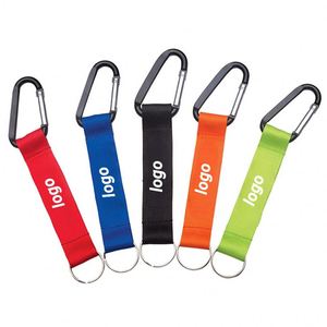 Promotion : Porte-clés mousqueton en forme de D avec broderie de logo personnalisée et sangle courte pour sac à dos - Product Image 1