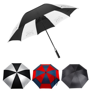 Semi-Automatic Open Double <b>Canopy</b> Vented Straight Umbrella Windproof Waterproof 190T Pongee Golf Umbrella for Men and Women - Product Image 2