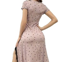 Robe de nuit sexy en dentelle pour femme, imprimé cœurs, tenue de nuit mignonne et charmante pour l'été